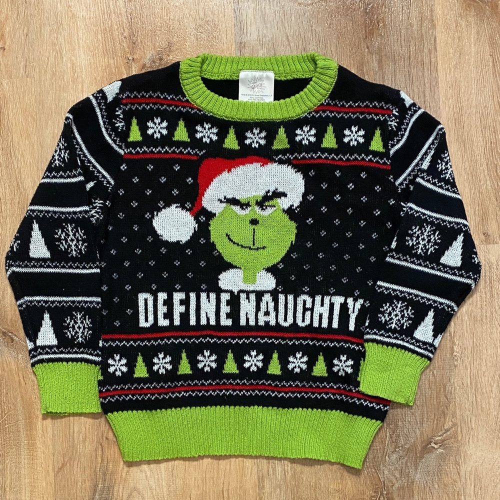 Toddler Boys The Grinch “Define Naughty” Christmas Sweater - Size 5T